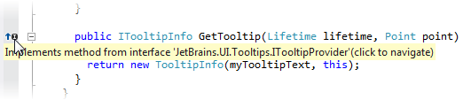 ReSharper: Gutter icons and tooltips for base and implementing/overriding types and members
