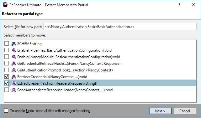 ReSharper. 'Make Partial' refactoring