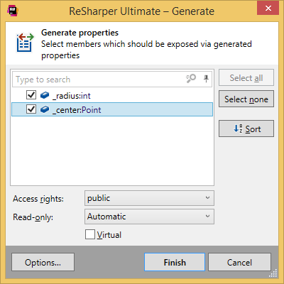 Generating properties with ReSharper