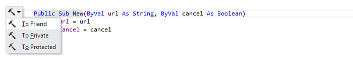 ReSharper: 'Change member visibility' context action in VB.NET