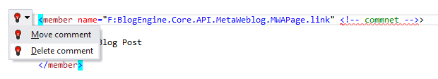 ReSharper: Delete erroneous XML comment quick-fix