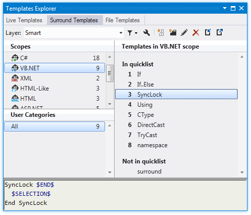 Reference templates explorer surround templates