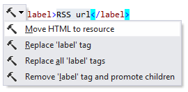 ReSharper: Move HTML to resource context action