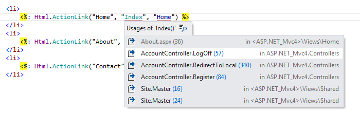 ReSharper: Navigation and search in ASP.NET