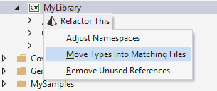 Moving types into separate files in one go