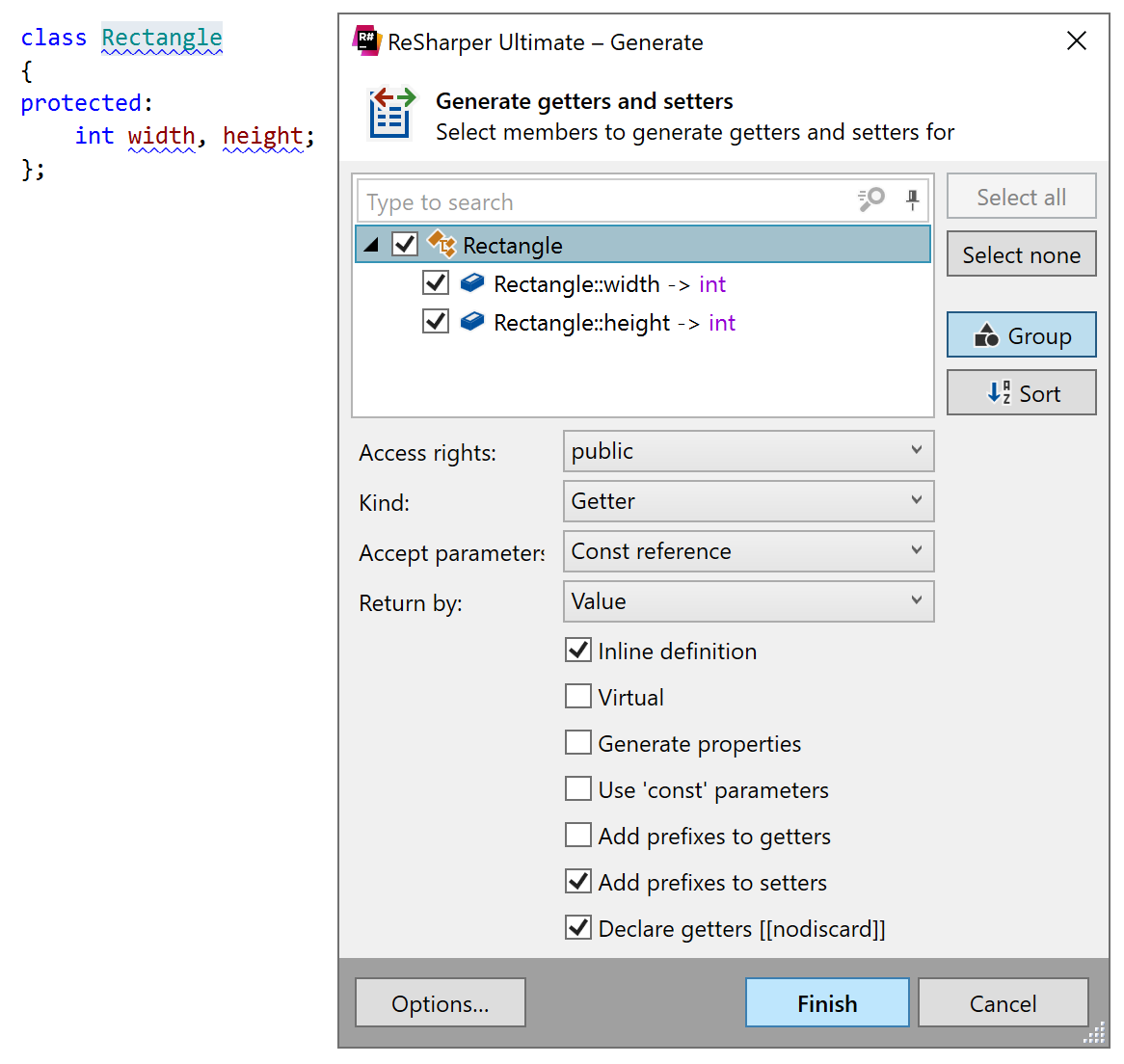 Generating getters and setters for C++ class