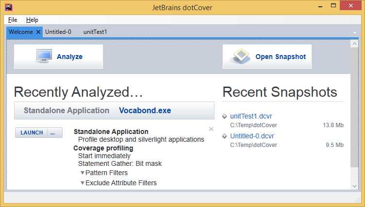 dotCover standalone application dotCover standalone application