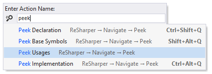 ReSharper: Choosing a navigation action for Peek Definition view
