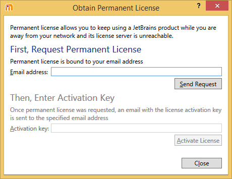 dotMemory. 'Obtain Permanent License' dialog dotMemory. 'Obtain Permanent License' dialog
