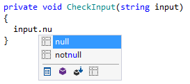 Applying postfix template for null-check