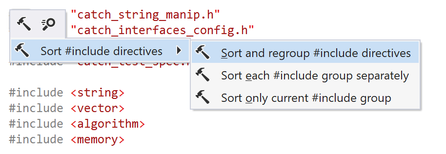 ReSharper C++: Sort and regroup #include directives