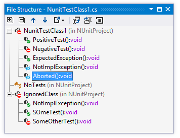 ReSharper shows unit tests in File Structure