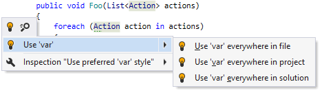 'Var' usage quick-fix