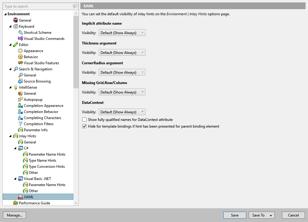 ReSharper options: Environment | Inlay Hints | XAML