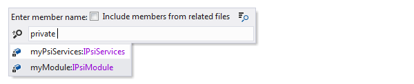 ReSharper: Go to File Member. Access modifiers