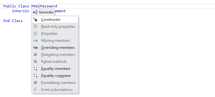 ReSharper: Generate members in VB.NET