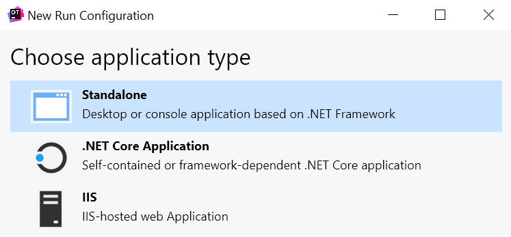 dotTrace. Choose app type