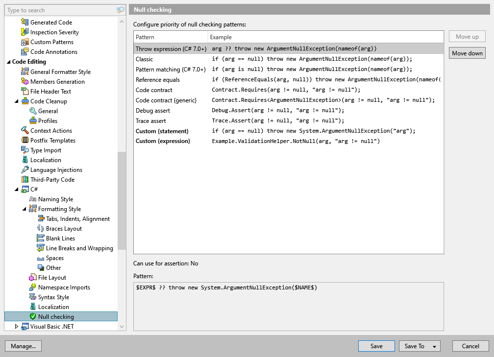 ReSharper options: Code Editing | C# | Null Checking