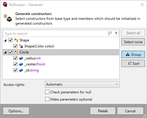 Generating type constructors with ReSharper