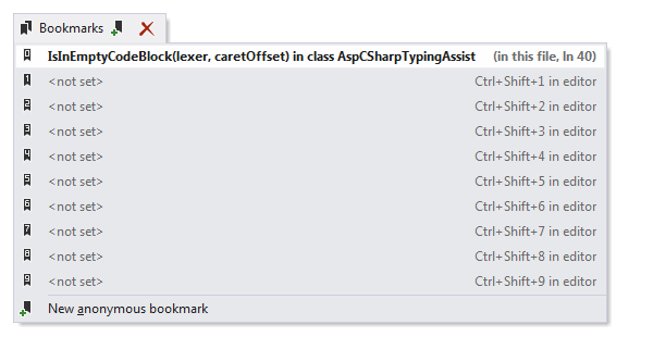 ReSharper: Navigation with bookmarks