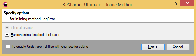 ReSharper: Inline Method dialog