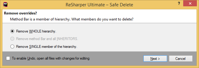 ReSharper. Safe Delete refactoring