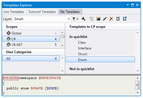 ReSharper's file templates