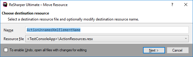 ReSharper: 'Move Resource' refactoring