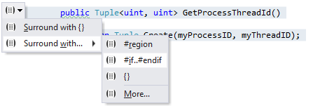 Surrounding a code block with a template