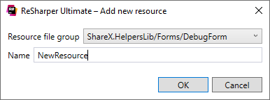 ReSharper: Add new resource dialog
