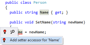 ReSharper: quick-fix for a missing setter
