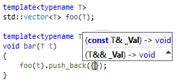 ReSharper C++: Parameter information with dependent code
