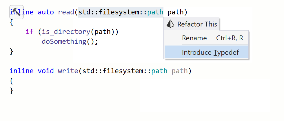 ReSharper: Introduce/Inline typedef refactoring in C++