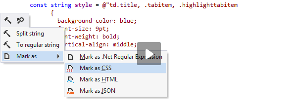 ReSharper: Analyzing CSS code inside a C# string literal