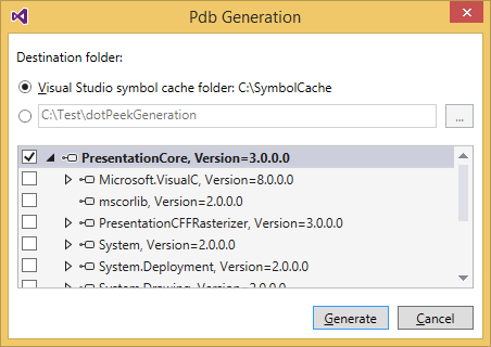 PDB Generation dialog