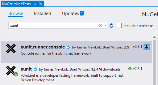 Installing XUnit console runner