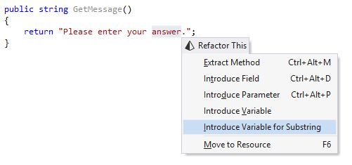 Introducing variable for substring