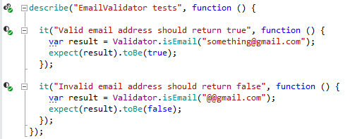 ReSharper shows different indicators for unit tests in the editor