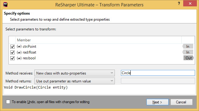 ReSharper. Transforming method's parameters