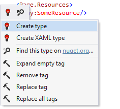 ReSharper helps creating XAML resources from usage