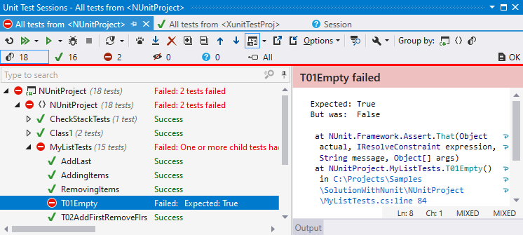 ReSharper: Unit test sessions