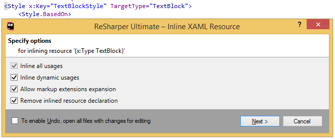 Inline XAML Resource refactoring