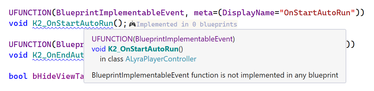 BlueprintImplementableEvent function is not implemented