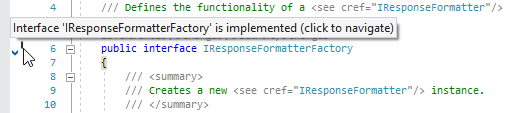 ReSharper: 'Interface is implemented' tooltip