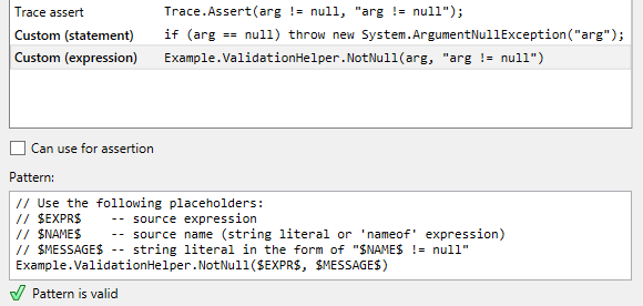 ReSharper: custom patterns for null checking