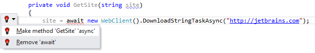 ReSharper: Missing async modifier quick-fix