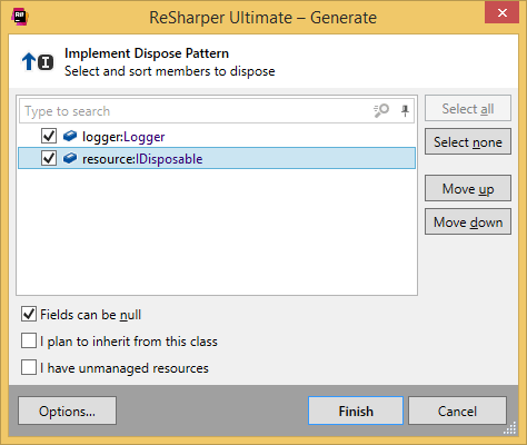 Generating a dispose pattern with ReSharper