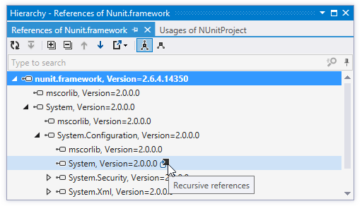 ReSharper: assembly references hierarchy