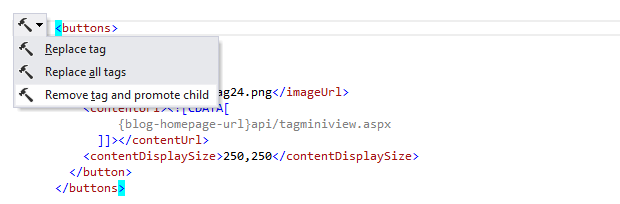 ReSharper: 'Remove tag and promote children' context action in XML