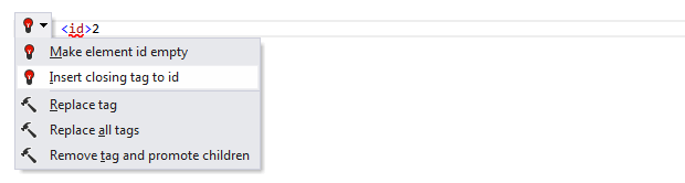 ReSharper: Insert closing tag quick-fix